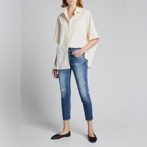 NWOT Moussy Vintage Falkner Skinny in Dark Blue Distressed Stretch Jeans 27